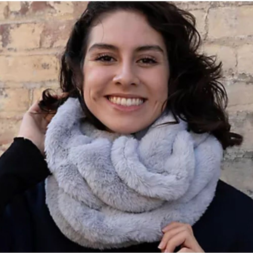 Sprigs Luxurious Gray Faux Fur Infinity Scarf
